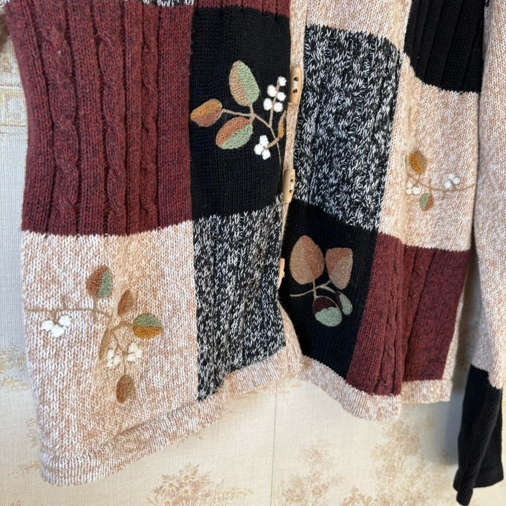 Vintage cottagecore oatmeal patchwork nature embr… - image 4